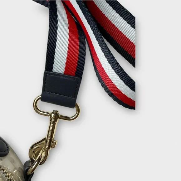 GUC Tommy Hilfiger White and Gold Transparent Monogram Circular Crossbody Bag - Picture 5 of 9